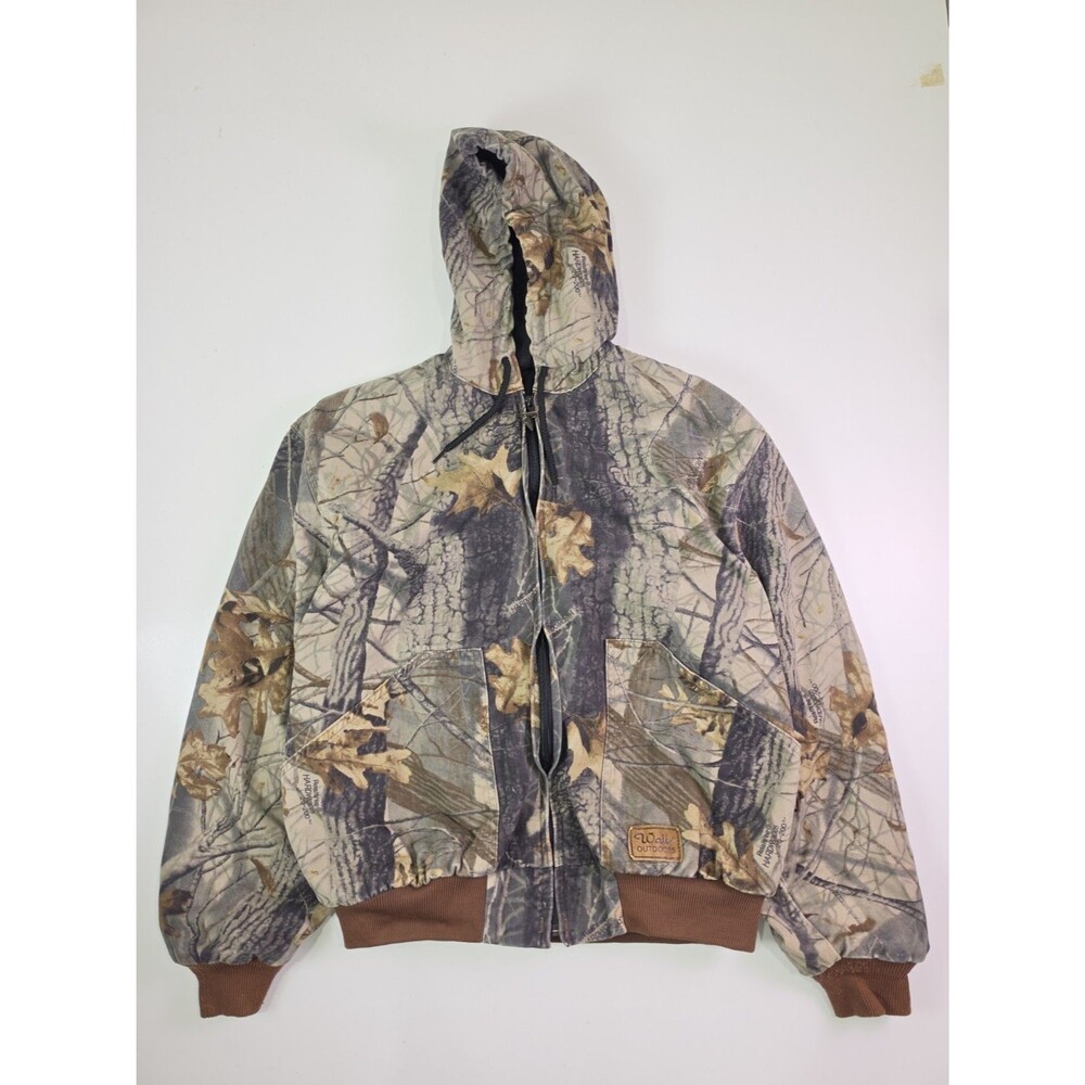 Walls Realtree Hardwoods 20-200 Camo Bomber Coat Jacket Mens Sz L Reg Vintage